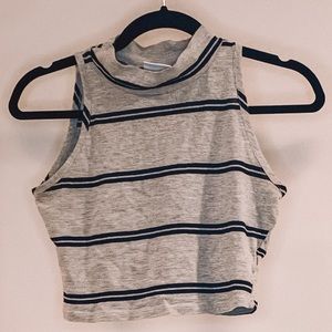 Alloy Gray Mock Turtleneck Stripe Crop Top